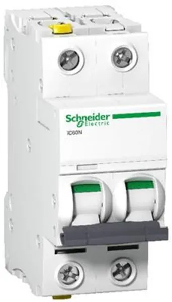 Schneider Electric Acti9 iC60N 2P 32A Dubbel terminal C-karakteristik 6/10kA 230V Bredd 36mm